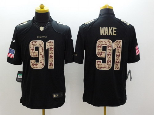 Nike Miami Dolphins #91 Cameron Wake Salute to Service Black Limited Jersey
