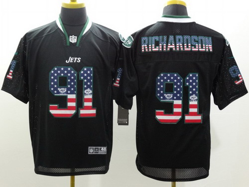 Nike New York Jets #91 Sheldon Richardson 2014 USA Flag Fashion Black Elite Jersey