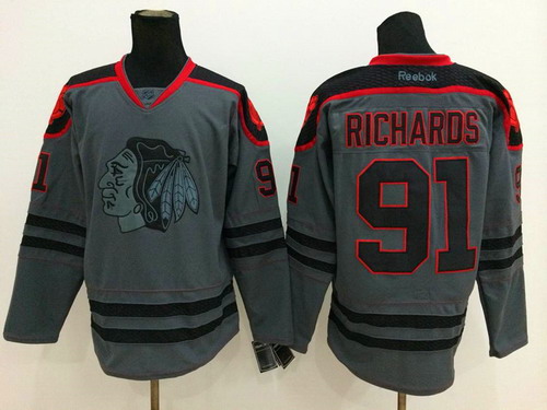 Chicago Blackhawks #91 Brad Richards Charcoal Gray Jersey