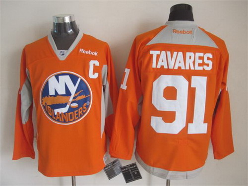 New York Islanders #91 John Tavares 2014 Training Orange Jersey