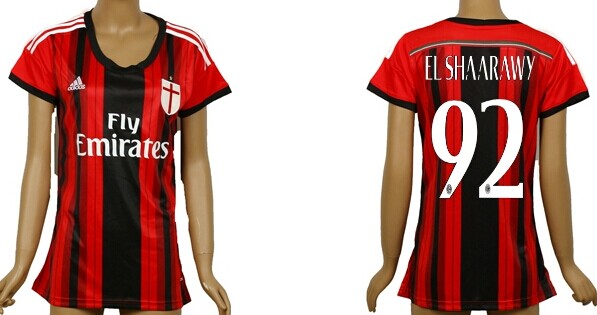 2014/15 AC Milan #92 El Shaarawy Home Soccer AAA+ T-Shirt_Womens