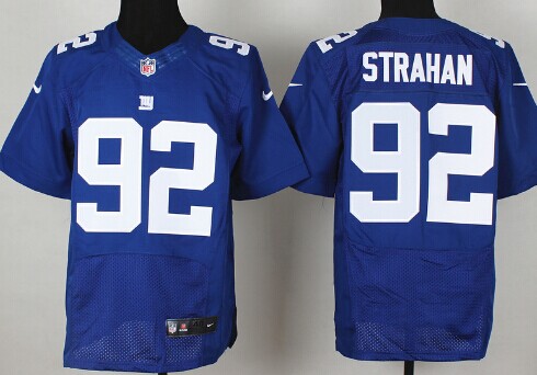 Nike New York Giants #92 Michael Strahan Blue Elite Jersey