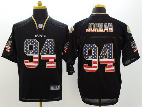 Nike New Orleans Saints #94 Cameron Jordan 2014 USA Flag Fashion Black Elite Jersey