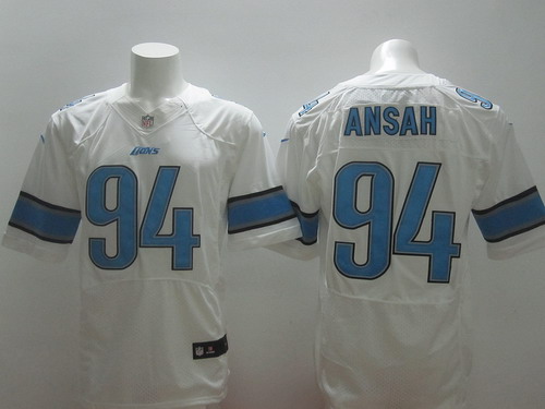 Nike Detroit Lions #94 Ezekiel Ansah White Elite Jersey