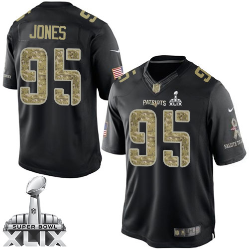 Nike New England Patriots #95 Chandler Jones 2015 Super Bowl XLIX Salute to Service Black Limited Jersey
