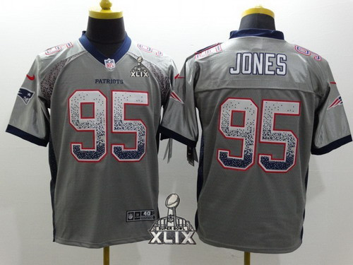Nike New England Patriots #95 Chandler Jones 2015 Super Bowl XLIX 2013 Drift Fashion Gray Elite Jersey