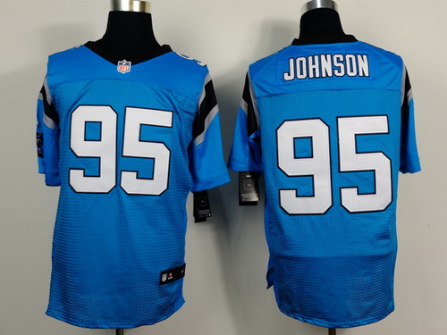 Nike Carolina Panthers #95 Charles Johnson Light Blue Elite Jersey