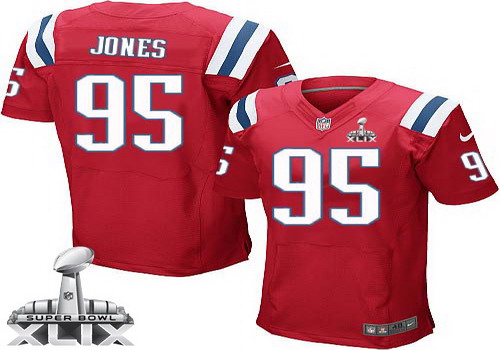 Nike New England Patriots #95 Chandler Jones 2015 Super Bowl XLIX Red Elite Jersey