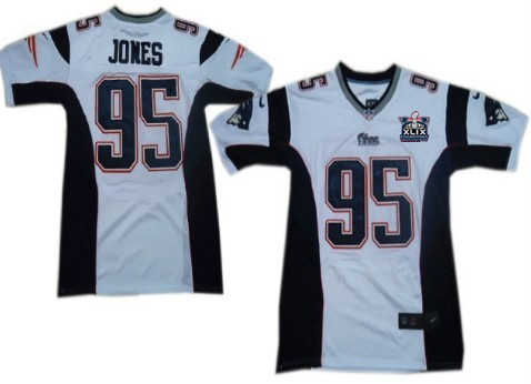 Nike New England Patriots #95 Chandler Jones 2015 Super Bowl XLIX Championship White Elite Jersey