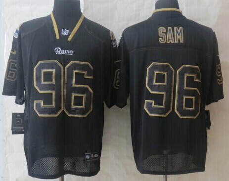 Nike St. Louis Rams #96 Michael Sam Lights Out Black Elite Jersey