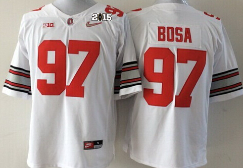 Ohio State Buckeyes #97 Joey Bosa 2015 Playoff Rose Bowl Special Event Diamond Quest White 2015 BCS Patch Jersey