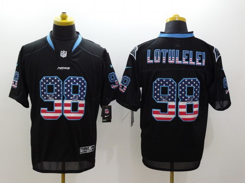 Nike Carolina Panthers #98 Star Lotulelei 2014 USA Flag Fashion Black Elite Jersey