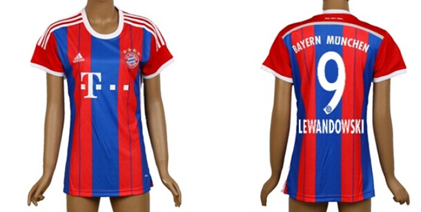 2014/15 Bayern Munchen #9 Lewandowski Home Soccer AAA+ T-Shirt_Womens
