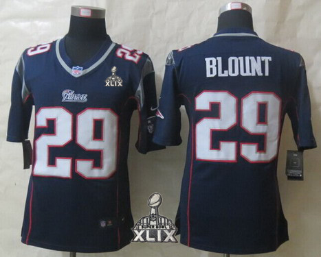 Nike New England Patriots #29 LeGarrette Blount 2015 Super Bowl XLIX Blue Game Jersey