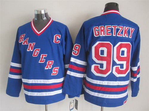 New York Rangers #99 Wayne Gretzky 1993 Light Blue Throwback CCM Jersey