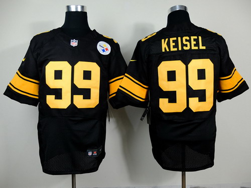 Nike Pittsburgh Steelers #99 Brett Keisel Black With Yellow Elite Jersey