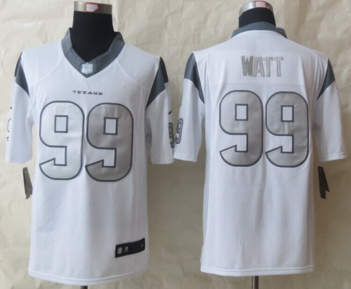 Nike Houston Texans #99 J.J. Watt Platinum White Limited Jersey