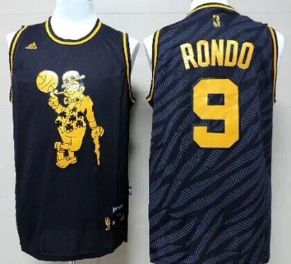 Boston Celtics #9 Rajon Rondo Revolution 30 Swingman 2014 Black With Gold Jersey