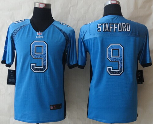 Nike Detroit Lions #9 Matthew Stafford 2013 Drift Fashion Blue Kids Jersey