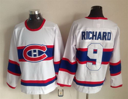 Montreal Canadiens #9 Maurice Richard White Throwback CCM Jersey