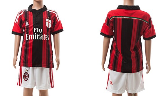 2014/15 AC Milan Blank (or Custom) Home Soccer Shirt Kit_Kids