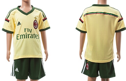 2014/15 AC Milan Blank (or Custom) Away Gold Soccer Shirt Kit_Kids