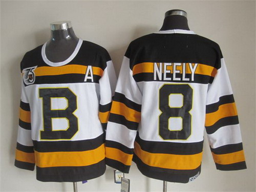 Boston Bruins #8 Cam Neely White 75TH Throwback CCM Jersey
