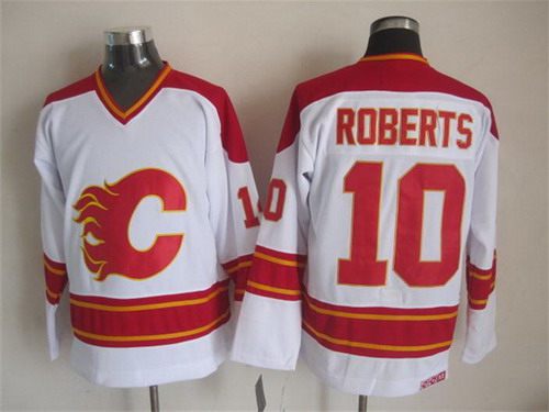 Calgary Flames #10 Gary Roberts White Throwback CCM Jersey