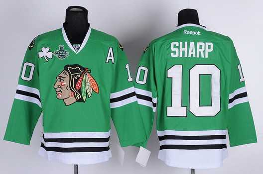 Chicago Blackhawks #10 Patrick Sharp 2015 Stanley Cup Green Jersey