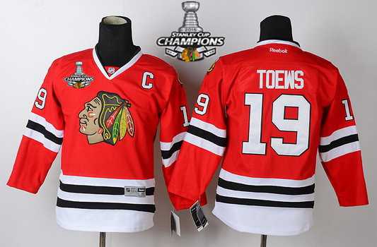 Chicago Blackhawks #19 Janathan Toews Red Kids Jersey W-2015 Stanley Cup Champion Patch