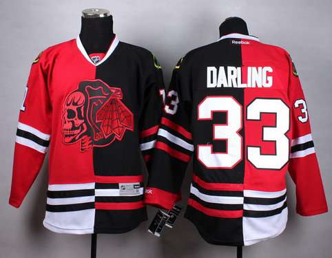 Chicago Blackhawks #33 Scott Darling Red Black Two Tone With Red Skulls Jersey