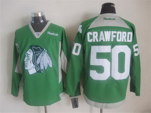 Chicago Blackhawks #50 Corey Crawford 2014 Training Green Jersey