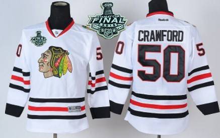 Chicago Blackhawks #50 Corey Crawford 2015 Stanley Cup White Kids Jersey