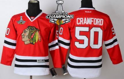 Chicago Blackhawks #50 Corey Crawford Red Kids Jersey W-2015 Stanley Cup Champion Patch