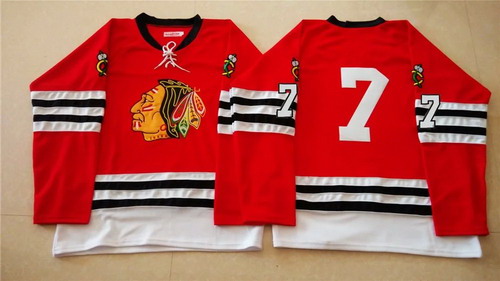 NHL Chicago Blackhawks #7 Chris Chelios 1960-61 Red Vintage Jersey