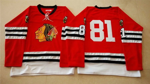 NHL Chicago Blackhawks #81 Marian Hossa 1960-61 Red Vintage Jersey