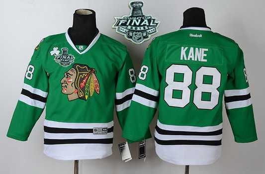 Chicago Blackhawks #88 Patrick Kane 2015 Stanley Cup Green Kids Jersey