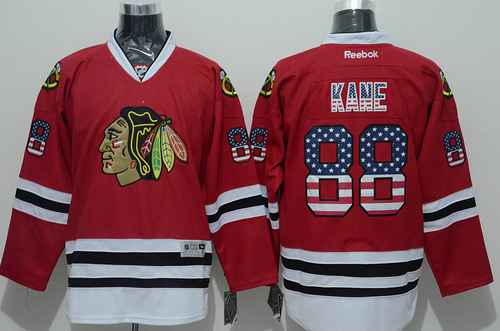 Chicago Blackhawks #88 Patrick Kane USA Flag Fashion Red Jersey