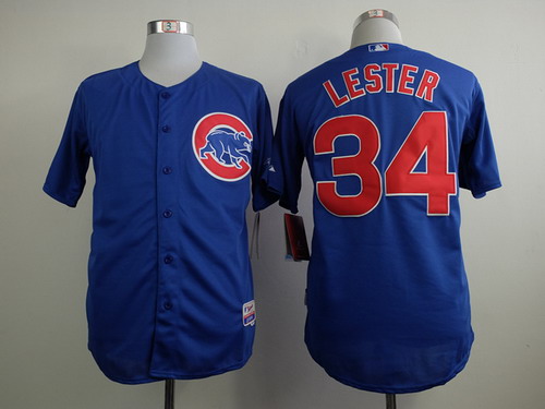 MLB Chicago Cubs #34 Jon Lester Blue Jersey