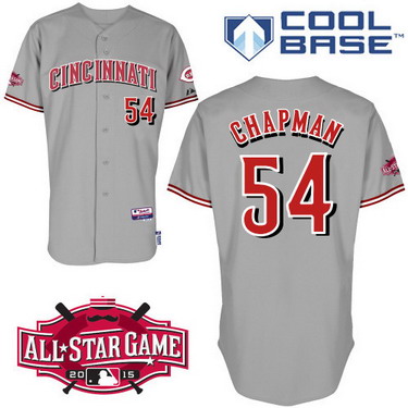 Cincinnati Reds #54 Aroldis Chapman 2015 All-Star Patch Gray Jersey