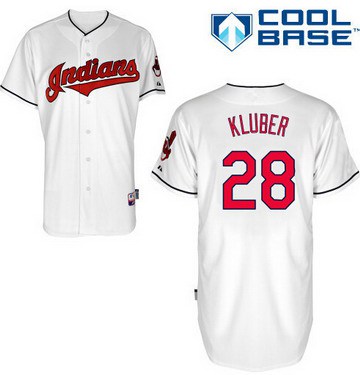 Cleveland Indians #28 Corey Kluber White Jersey