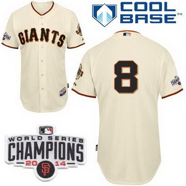 San Francisco Giants #8 Hunter Pence 2014 Champions Patch Cream Jersey