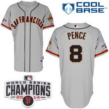 San Francisco Giants #8 Hunter Pence 2014 Champions Patch Gray Jersey