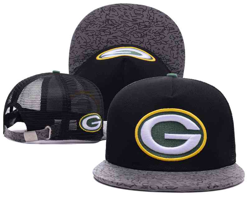 Green Bay Packers Mesh Snapback Hat Black-TX1