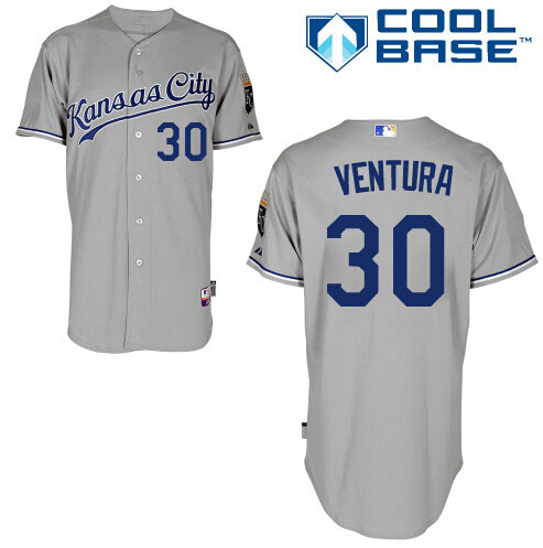 MLB Kansas City Royals #30 Yordano Ventura Gray Jersey