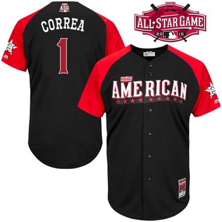 Men's American League Houston Astros #1 Carlos Correa 2015 MLB All-Star Black Jersey