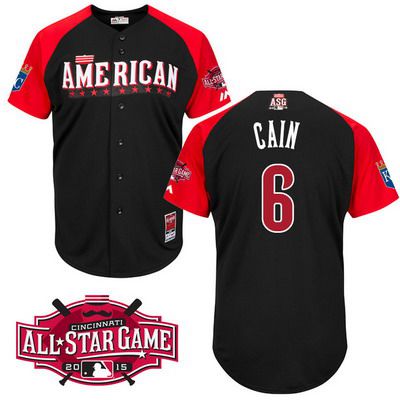 Men's American League Kansas City Royals #6 Lorenzo Cain 2015 MLB All-Star Black Jersey