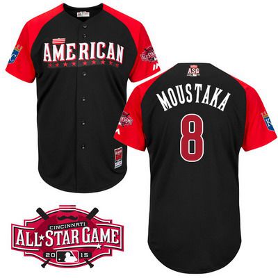Men's American League Kansas City Royals #8 Mike Moustakas 2015 MLB All-Star Black Jersey