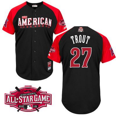 Men's American League LA Angels Of Anaheim #27 Mike Trout 2015 MLB All-Star Black Jersey