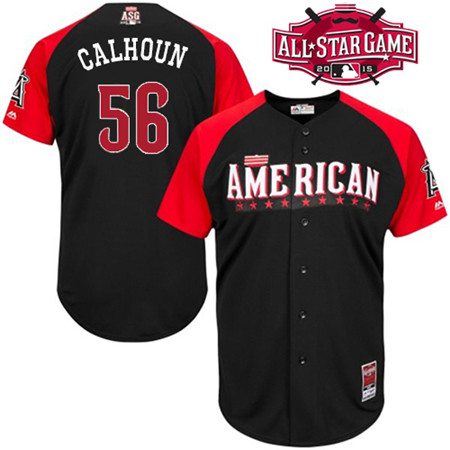 Men's American League LA Angels Of Anaheim #56 Kole Calhoun 2015 MLB All-Star Black Jersey